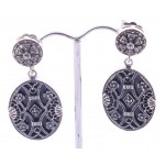 Silver Onyx, Marcasite and lacework Earings